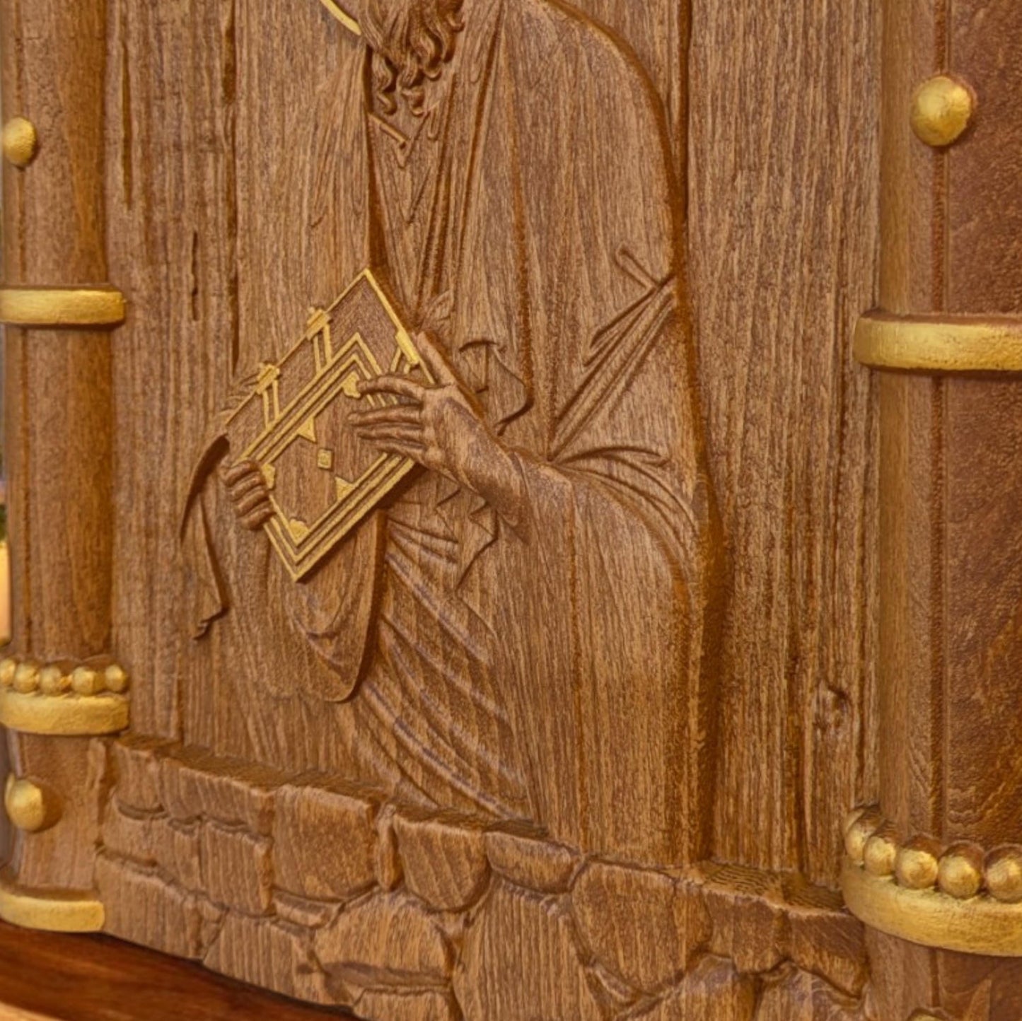 Saint Paul the Apostle Wooden Carved Handcrafted Christian Religious Icon. Byzantine Home Wall Art Decor Gift. Orthodox Greek Woodcarving Sculpture.