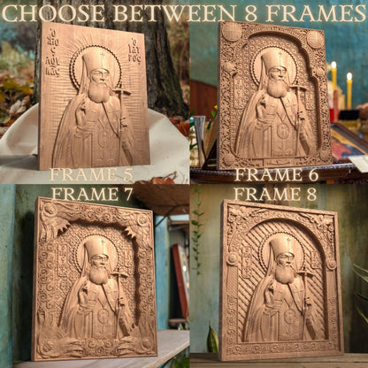 Saint Luke the Doctor Wooden Carved Handcrafted Christian Religious Icon. Byzantine Home Wall Art Decor Gift. Orthodox Greek Woodcarving Sculpture.