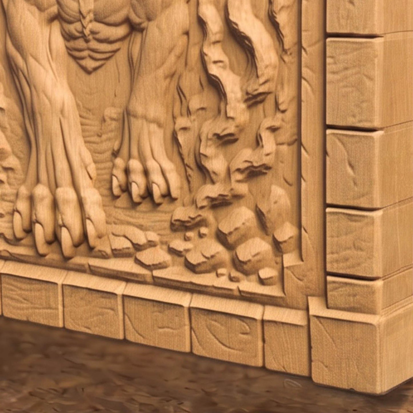 Cerberus the Three Headed Dog Ancient Greek Mythology Monster 3D Wooden Bas Relief Panel Art Sculptural Gift Idea Cretan Holy Carvings