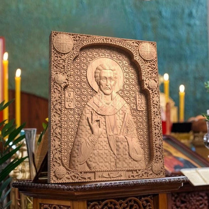 Saint Lazarus Wooden Carved Handcrafted Christian Religious Icon. Byzantine Home Wall Art Decor Gift. Orthodox Greek Woodcarving Sculpture.