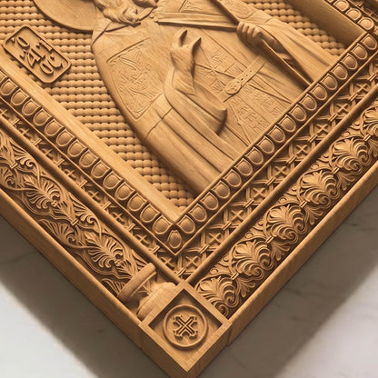 Saint Savvas the Sanctified Wooden Carved Handmade Christian Icon | Byzantine Greek Orthodox Home Art Decor