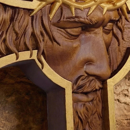 Hand Carved Cross No 8 | Wood Byzantine Greek Christian Wall Art
