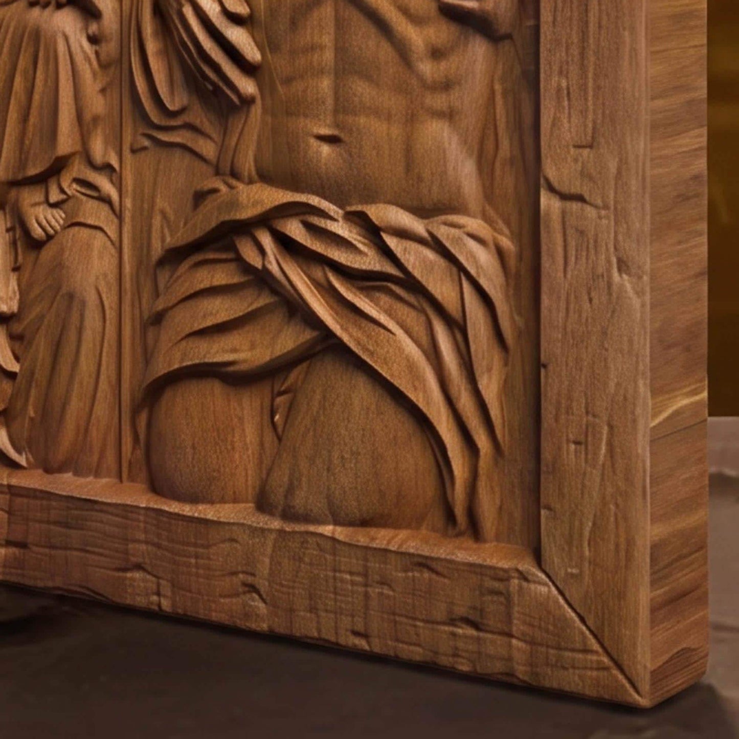 Jesus and Mother Mary Wooden Carved Handmade Christian Icon  Byzantine Greek Orthodox Home Decor Cretan Holy Carvings