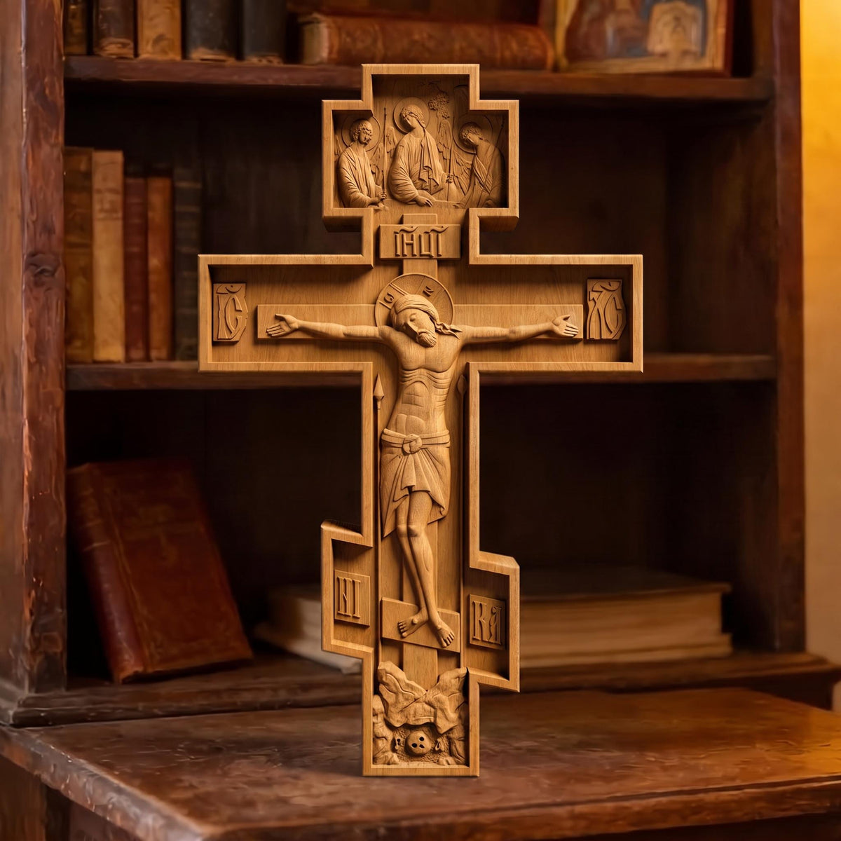 Hand Carved Cross No 9 | Wood Byzantine Greek Christian Wall Art Cretan Holy Carvings