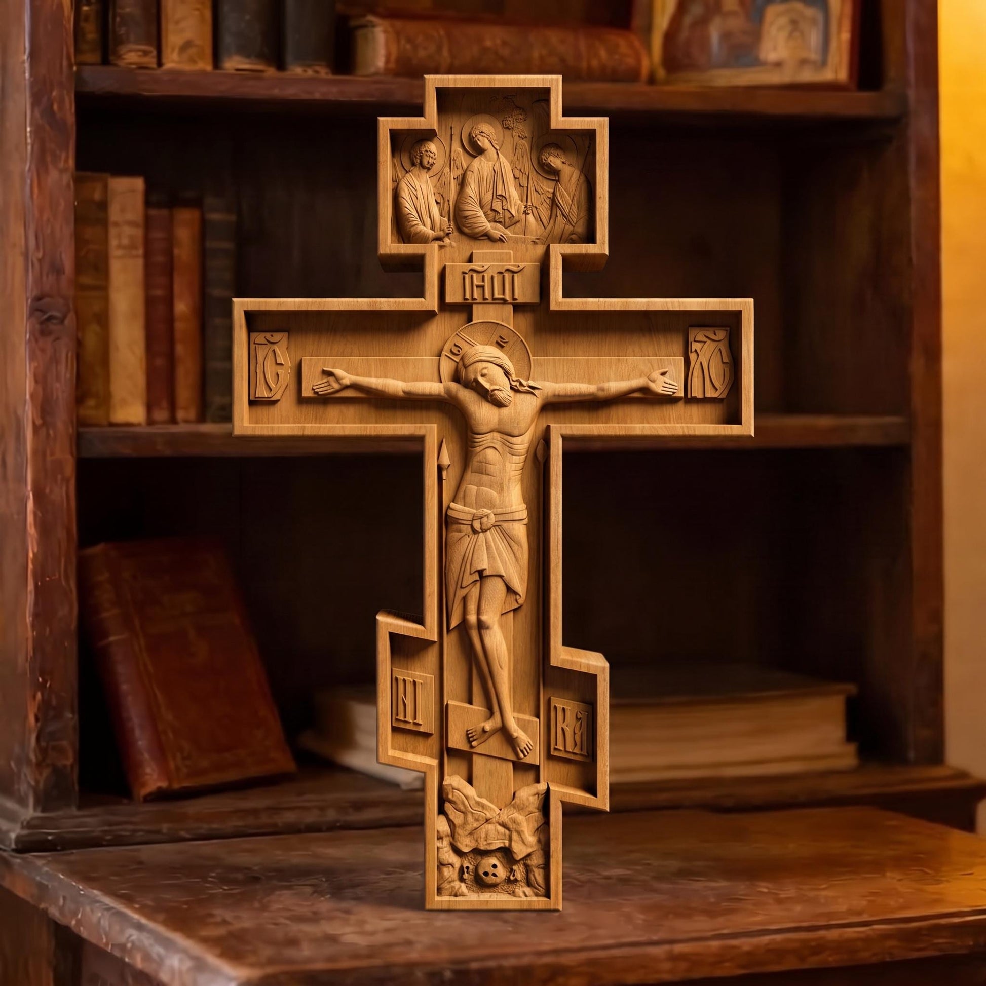 Hand Carved Cross No 9 | Wood Byzantine Greek Christian Wall Art Cretan Holy Carvings
