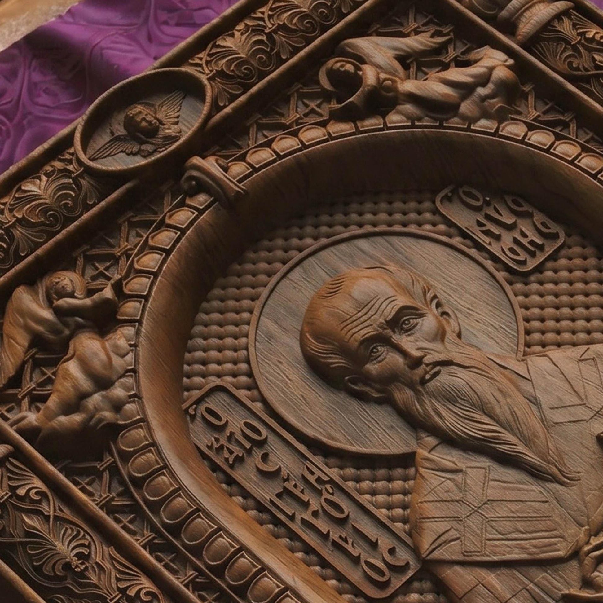 Saint Gregory of Nyssa Wooden Carved Handmade Christian Icon | Byzantine Greek Orthodox Home Art Decor