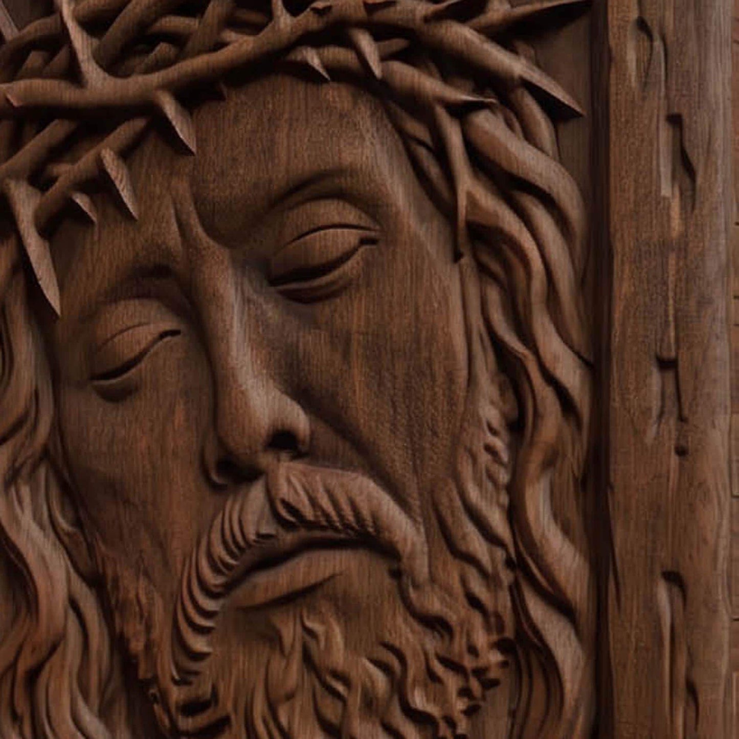 Jesus Face Wooden Carved Handmade Christian Icon  Byzantine Greek Orthodox Home Decor Cretan Holy Carvings