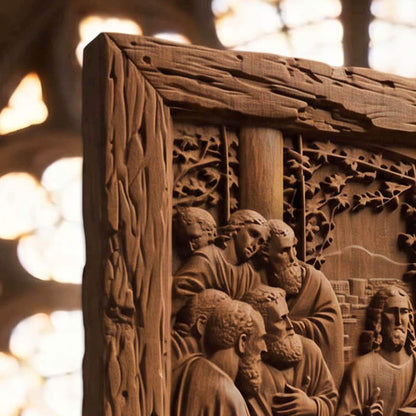The Last Supper 3 Rustic Frame Wooden Carved Handmade Christian Icon  Byzantine Greek Orthodox Home Decor Cretan Holy Carvings