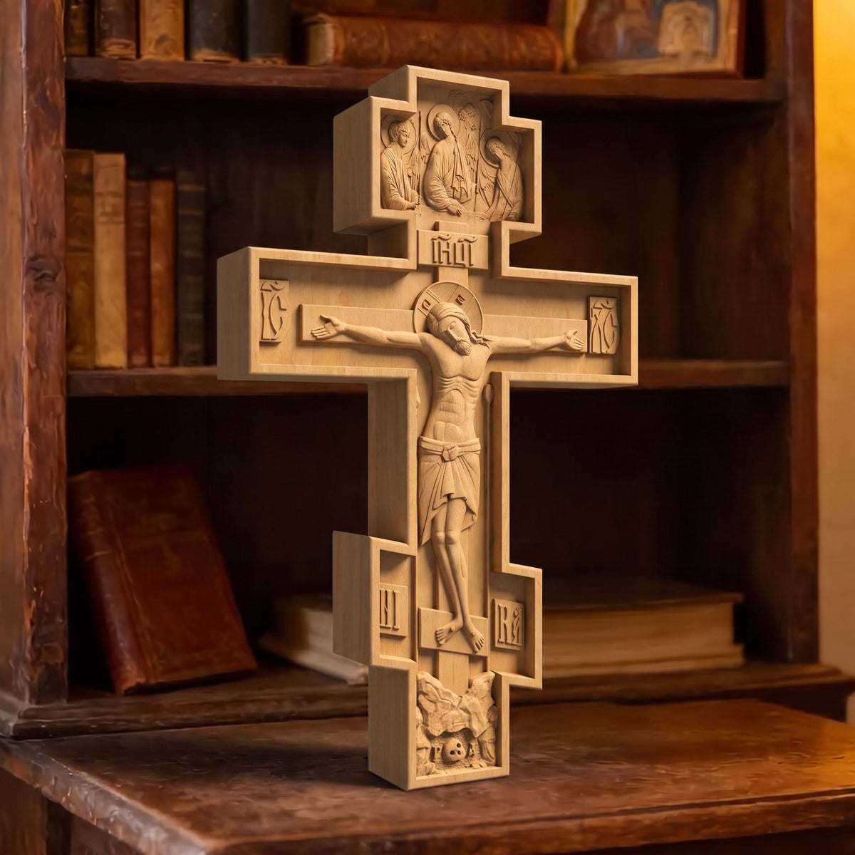 Hand Carved Cross No 9 | Wood Byzantine Greek Christian Wall Art Cretan Holy Carvings