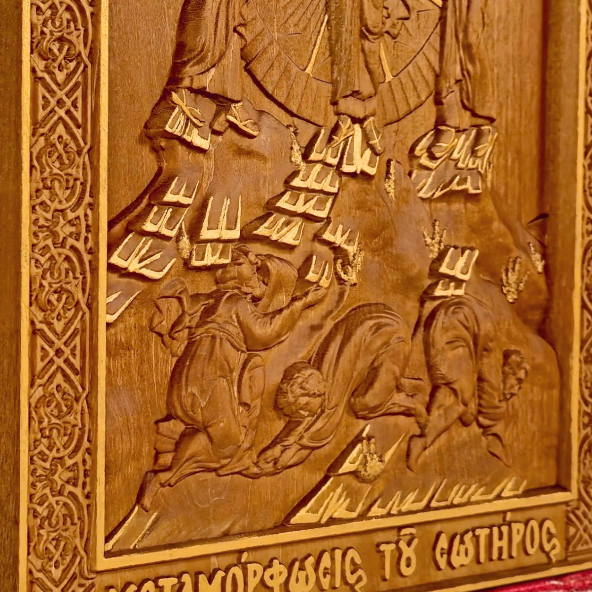 Transfiguration of Jesus Wooden Carved Handmade Christian Icon. Byzantine Greek Orthodox Home Art Decor.