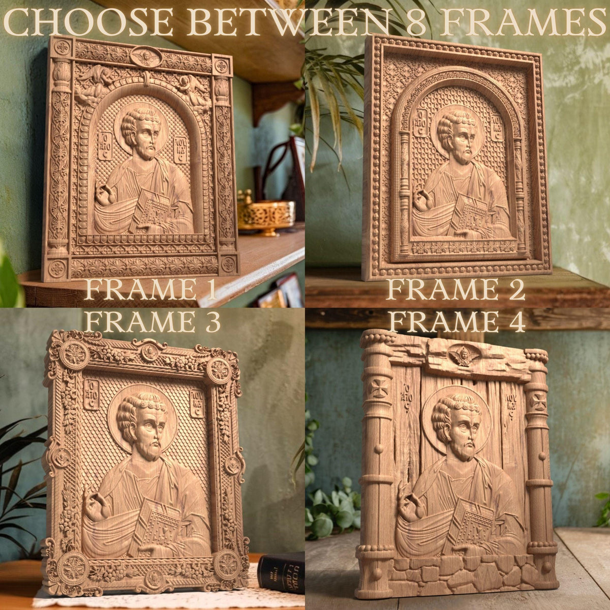Luke the Evangelist Wooden Carved Handmade Christian Icon. Byzantine Greek Orthodox Home Art Decor.