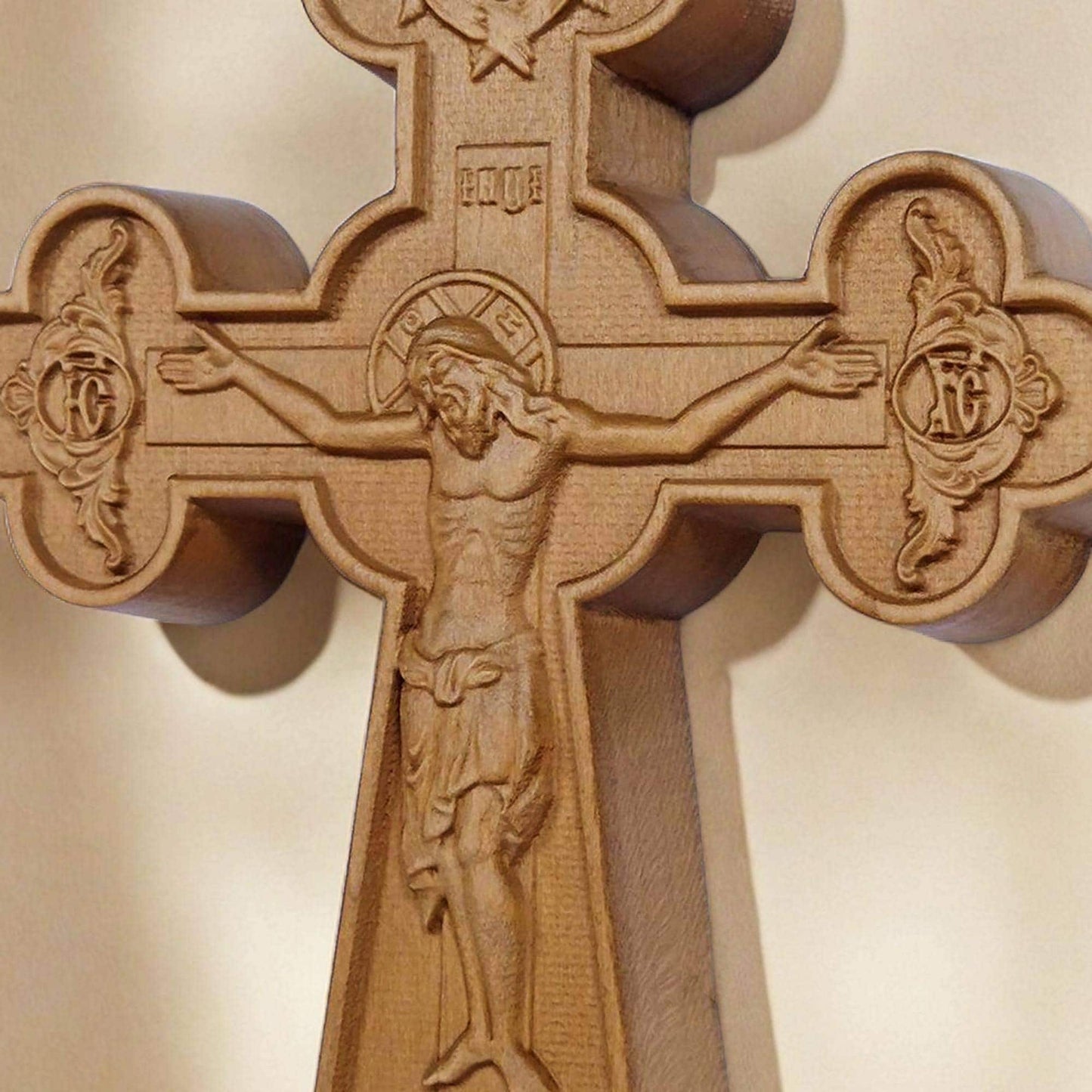 Hand Carved Cross No 2 | Wood Byzantine Greek Christian Wall Art
