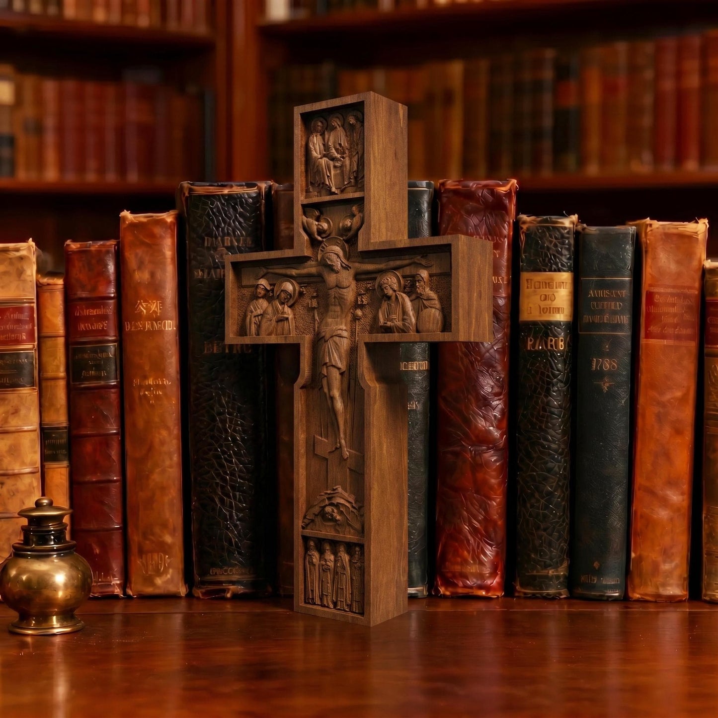 Hand Carved Cross No 10 | Wood Byzantine Greek Christian Wall Art