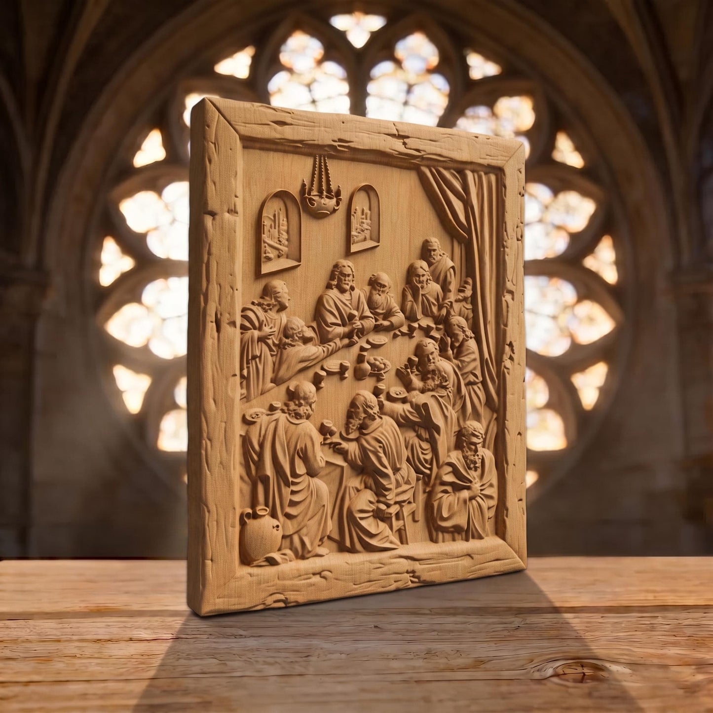 The Last Supper 5 Wooden Carved Handmade Christian Icon  Byzantine Greek Orthodox Home Decor Cretan Holy Carvings