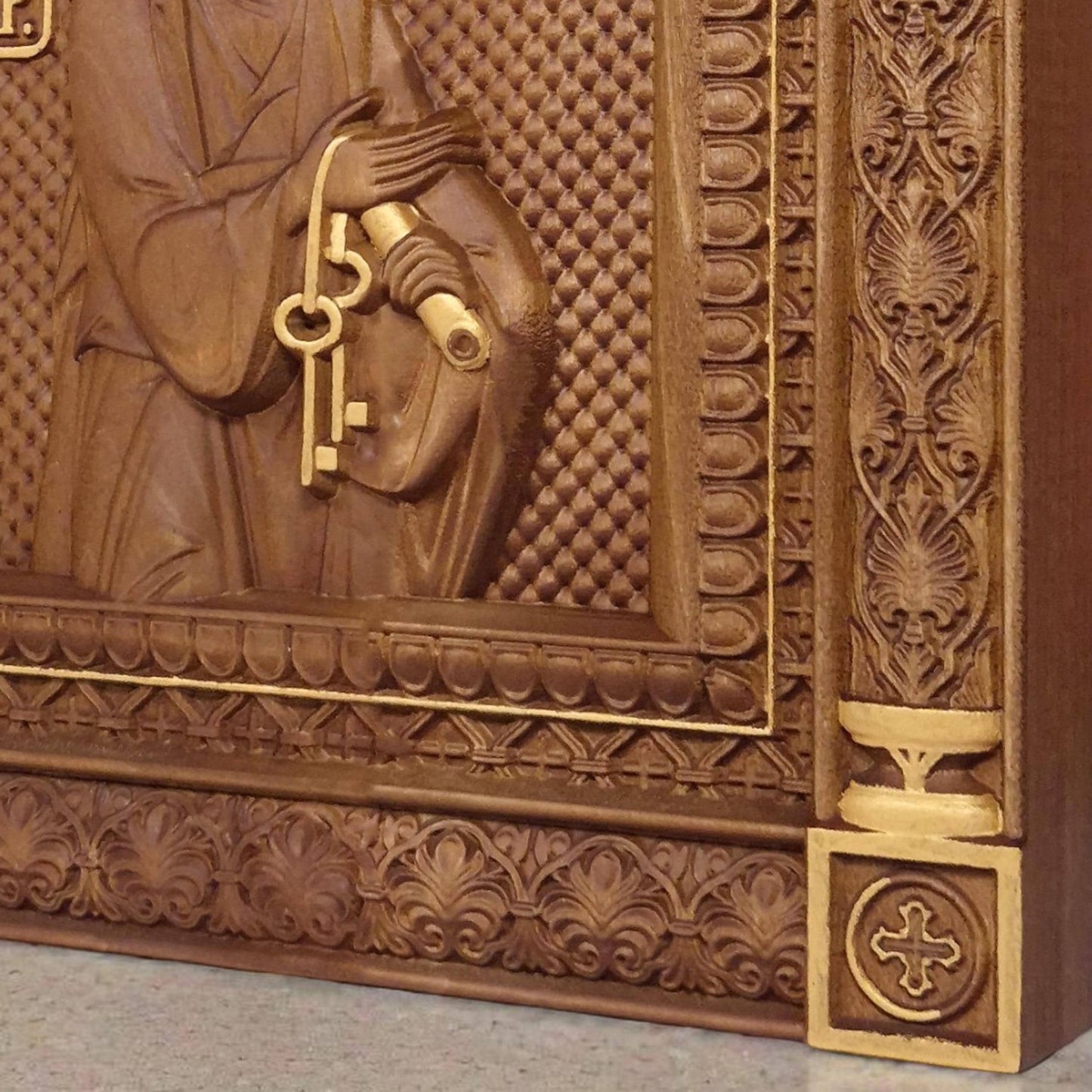 Saint Peter the Apostle Wooden Carved Handmade Christian Icon. Byzantine Greek Orthodox Home Art Decor.