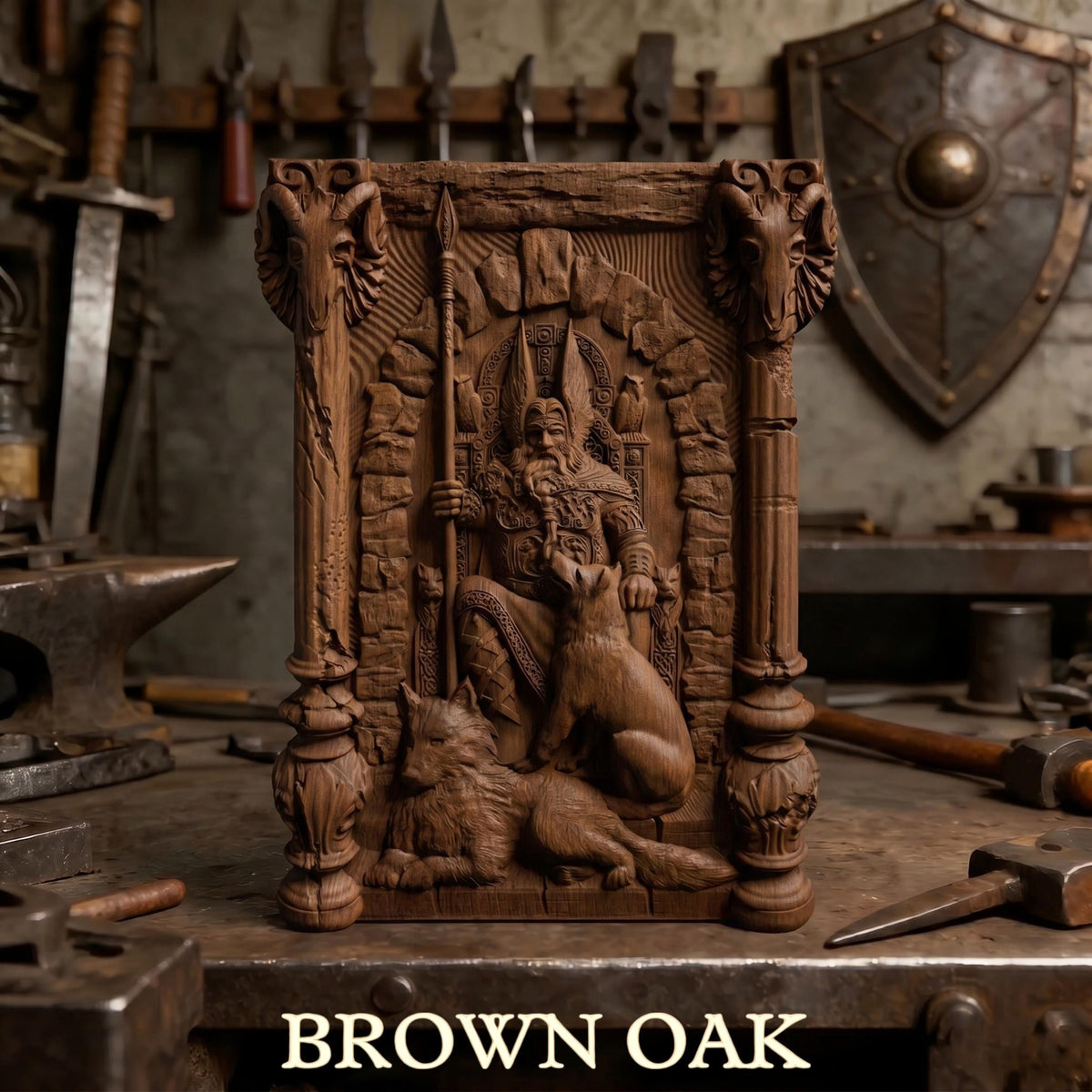 Odin Wooden Bas Relief | Wood Panel Art | Sculptural Gift Idea