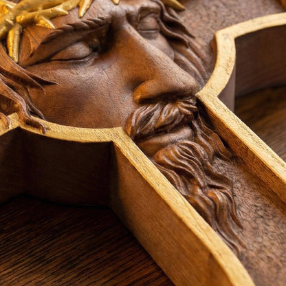 Hand Carved Cross No 8 | Wood Byzantine Greek Christian Wall Art