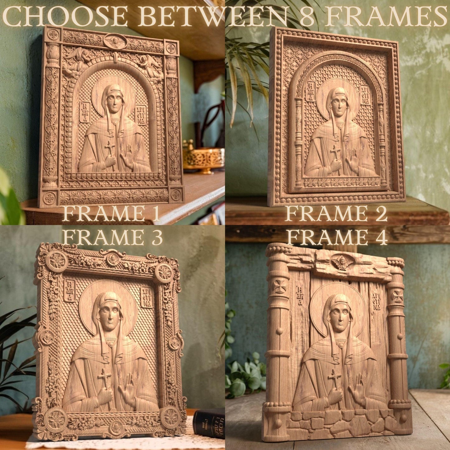 Saint Christina Wooden Carved Handcrafted Christian Religious Icon. Byzantine Home Wall Art Decor Gift. Orthodox Greek Woodcarving Sculpture.