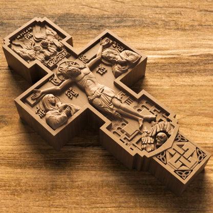 Wooden Carved Handmade Christian Cross No3. Byzantine Greek Orthodox Home Art Decor.
