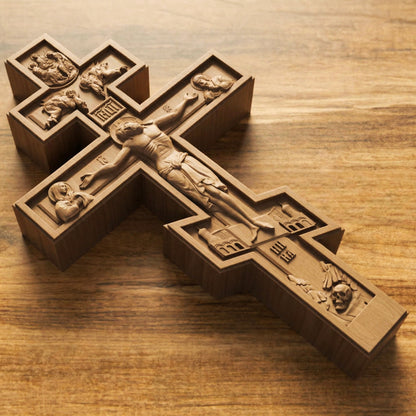 Wooden Carved Handmade Christian Cross No1. Byzantine Greek Orthodox Home Art Decor.