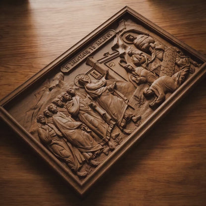 Lazarus Resurrection from Jesus Christ   Wooden Carved Handmade Christian Icon | Byzantine Greek Orthodox Home Art Decor