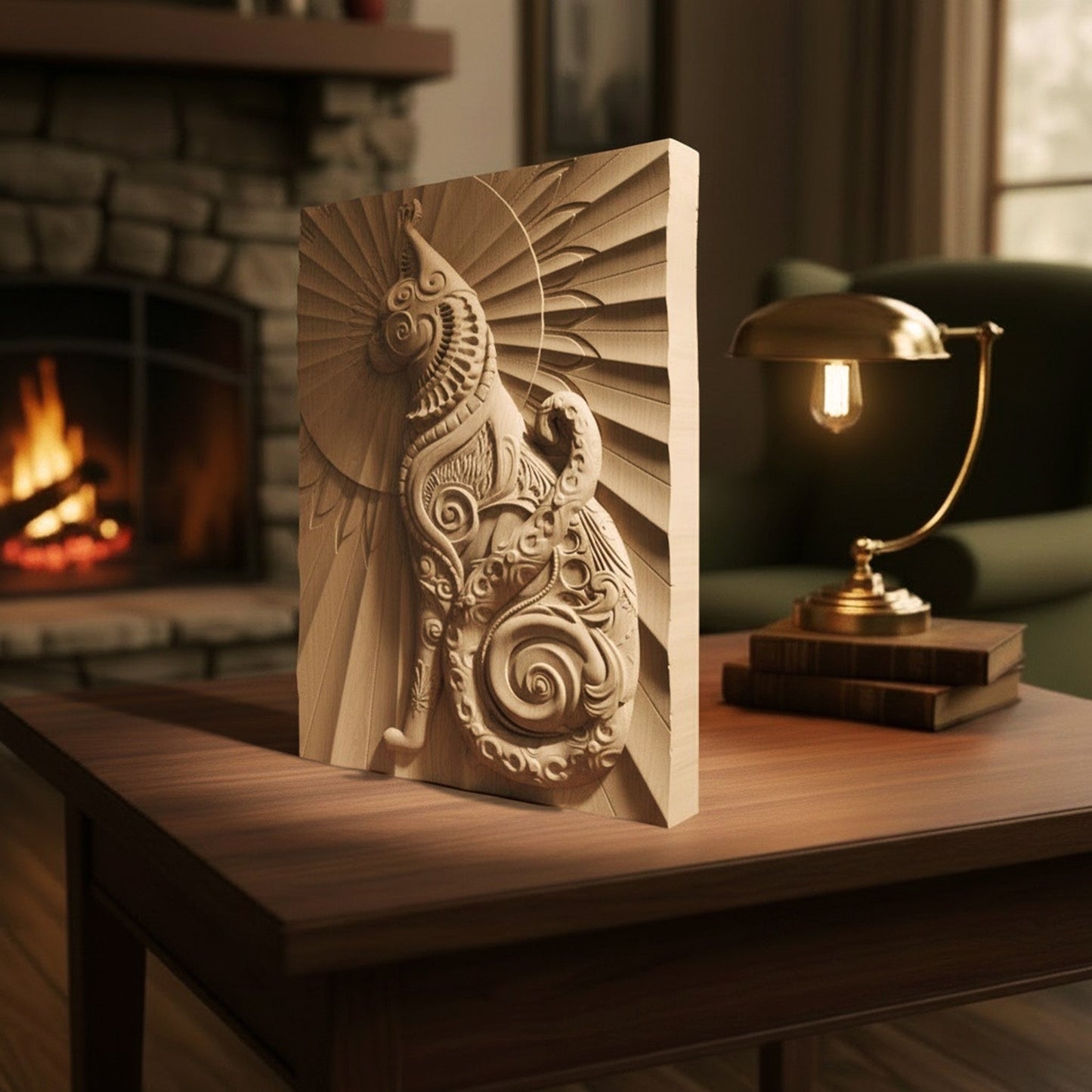 Cat Tribal Handmade Wooden Carving. Other Home Gift Wall Art Decor.
