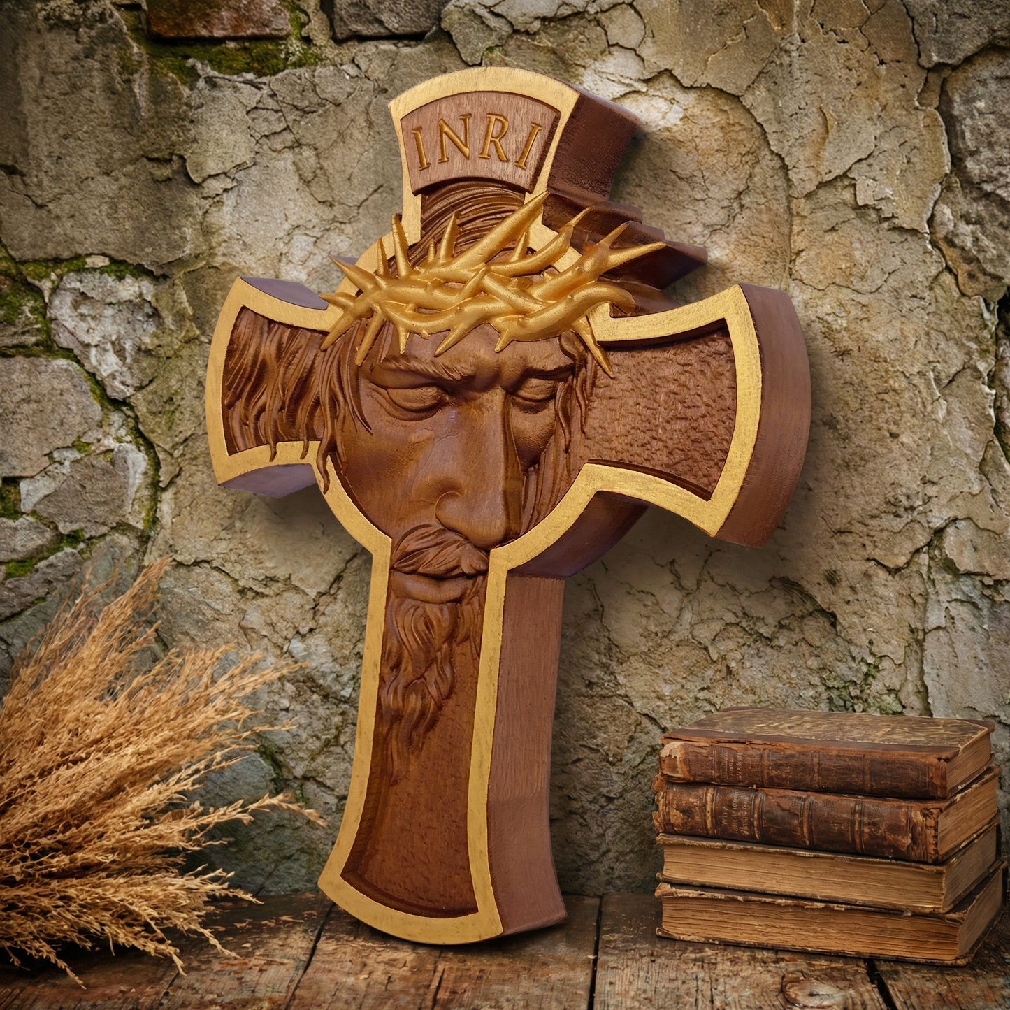 Wooden Carved Handmade Christian Cross No8. Byzantine Greek Orthodox Home Art Decor.
